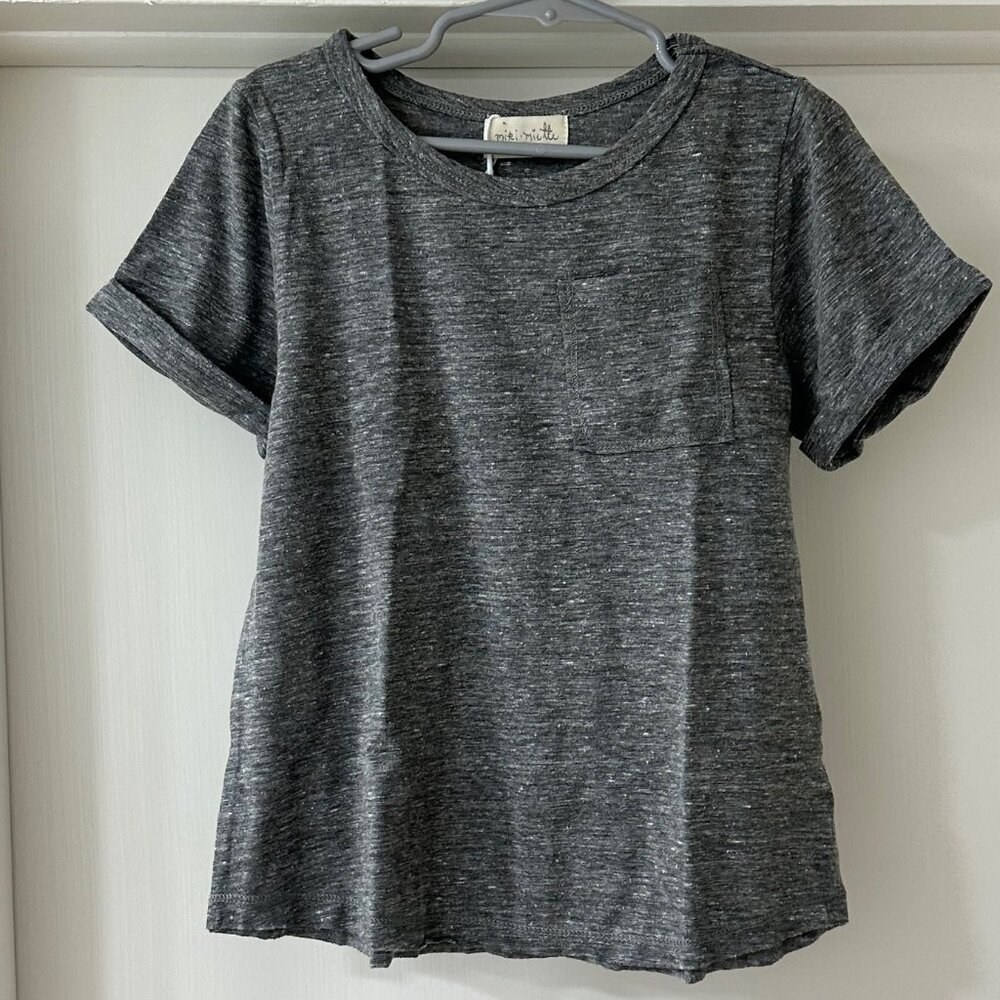 Miki Miette Grey T-Shirt with Pocket, Size 5 Years, NWT